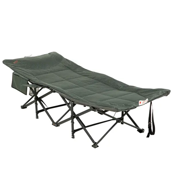 Outsunny Șezlong pliabil, spătar reglabil, cu suport pentru pahare, până la 120 kg, 68 x 190 x 48 cm, Gri | Aosom Romania