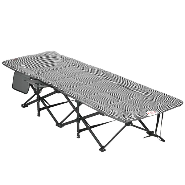 Outsunny Şezlong pliant de plajă cu buzunar lateral, suport pentru pahar și sac de transport, 68 x 190 x 48 cm, negru | Aosom Romania