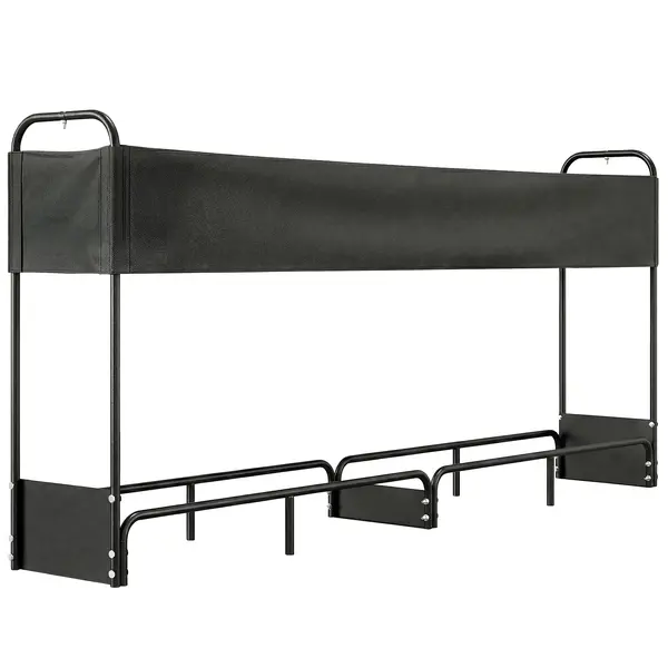 Outsunny Suport lemne exterior, adăpost lemne de foc husă impermeabilă Oxford 600D capacitate 500 kg 260 x 38 x 118 cm negru | Aosom Romania