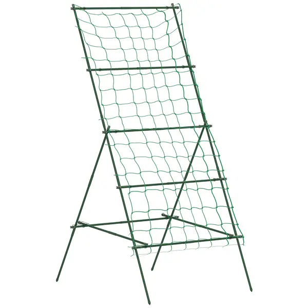Outsunny Suport Metalic de Grădină în Forma de A cu Plasă de Susținere, 101x133x227 cm, Verde | Aosom Romania