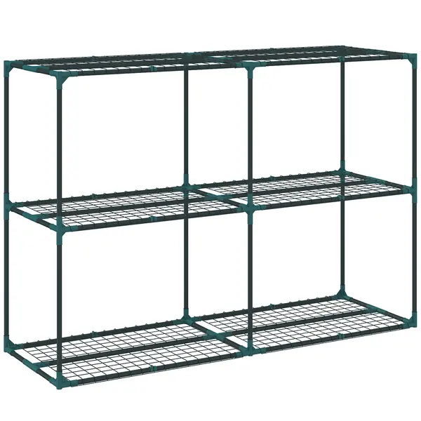 Outsunny Suport Vertical pentru Plante cu 3 Niveluri din Oțel și Plastic, Suport Ghivece pentru Interior și Exterior, Grădină, Balcon, 143x48x100 cm, Verde Închis | Aosom Romania