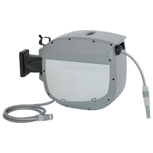 Outsunny Tambur furtun cu furtun de grădină 30 m, cutie pivotantă 180° cu înfășurare automată și blocare | Aosom Romania