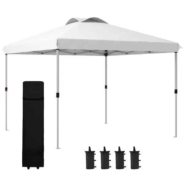 Outsunny Tonelă / pavilion de grădină pop-up pliabil 3 x 3 m cu sac de transport pe roți, înălțimi reglabile | Aosom Romania