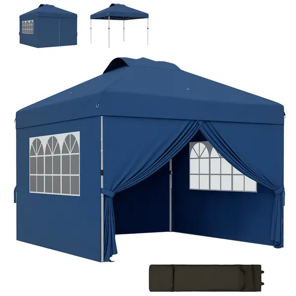 Outsunny Tonnella barnum pop-up pliabil 3 x 3 inaltime reglabila pereti laterali aerisiri ferestre sac de transport cu roti | Aosom Romania
