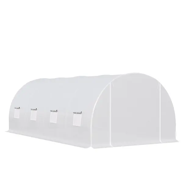 Outsunny Tunnel Sera de gradina pentru plante din PE cu tevi metalice 6x3x2m Alb | Aosom Romania