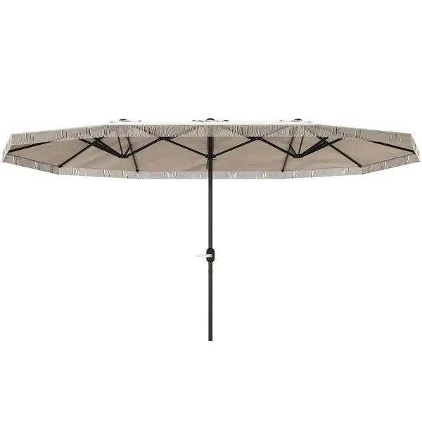 Outsunny Umbrelă de Grădină cu Două Fețe și Mâner cu Manivelă Ușor de Utilizat, 450x265x260 cm, Alb Crem | Aosom Romania