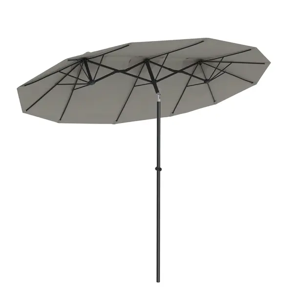 Outsunny Umbrelă de Grădină Dublă Înclinabilă la 45° cu Manivelă si 3 Orificii de Ventilație, 295x152x222 cm, Gri | Aosom Romania