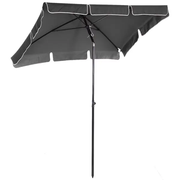 Outsunny Umbrelă de Grădină Înclinabilă cu Margini Ondulate și 4 Brațe din Aluminiu, 198x130x245 cm, Gri Închis | Aosom Romania
