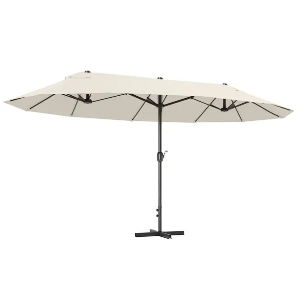 Outsunny Umbrelă de grădină XXL cu picior în cruce umbrelă mărime mare 4,6L x 2,7l x 2,4H cm oțel poliester crem | Aosom Romania