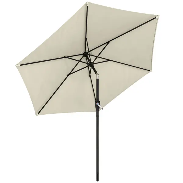 Outsunny Umbrelă de soare 270 cm articulată Umbrelă pentru balcon cu manivelă UV 50+ Umbrelă de grădină Alb-crem | Aosom Romania