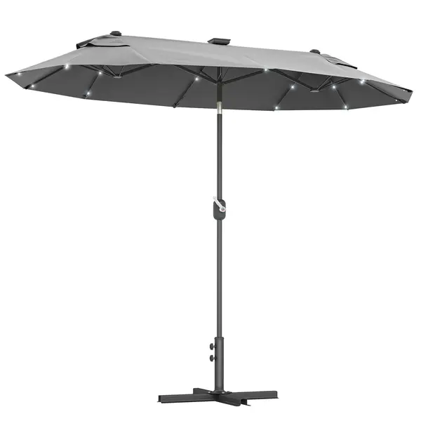 Outsunny Umbrelă de Terasă cu Două Fețe, Bază în Cruce, Sistem de Înclinare și Manivelă | Aosom Romania
