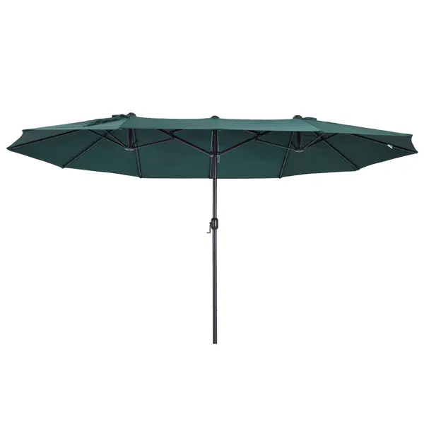 Outsunny Umbrelă Dublă de Grădină, Protecție UV, Manivelă pentru Deschidere, 460x270x240 cm, Verde | Aosom Romania