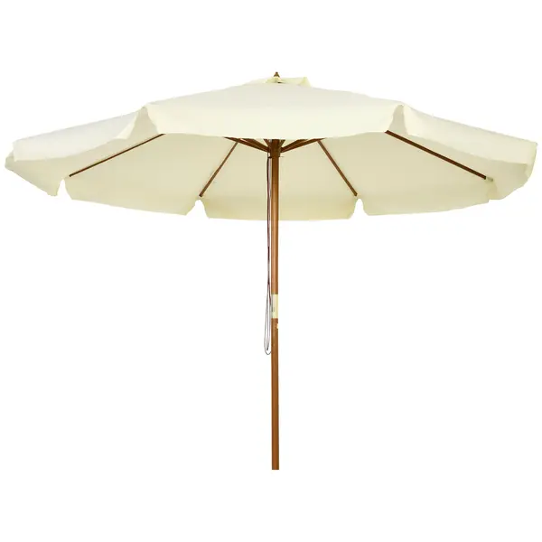 Outsunny Umbrelă Patio Reglabilă, Baldachin Dublu, 8 Stinghii Bambus, Poliester, Ø325x250cm, Bej | Aosom Romania
