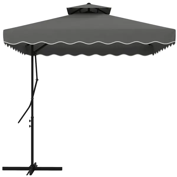 Outsunny Umbrelă Soare 2,5m Volane Duble Cruce | Aosom Romania