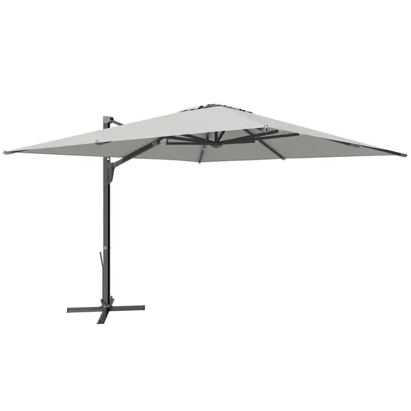 Outsunny Umbrelă Suspendată 3.6x3 m Rotativă și Inclinabilă Gri Deschis | Aosom Romania