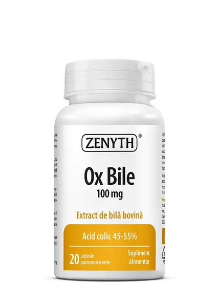 Ox Bile 100mg, 20 capsule gastrorezistente, Zenyth