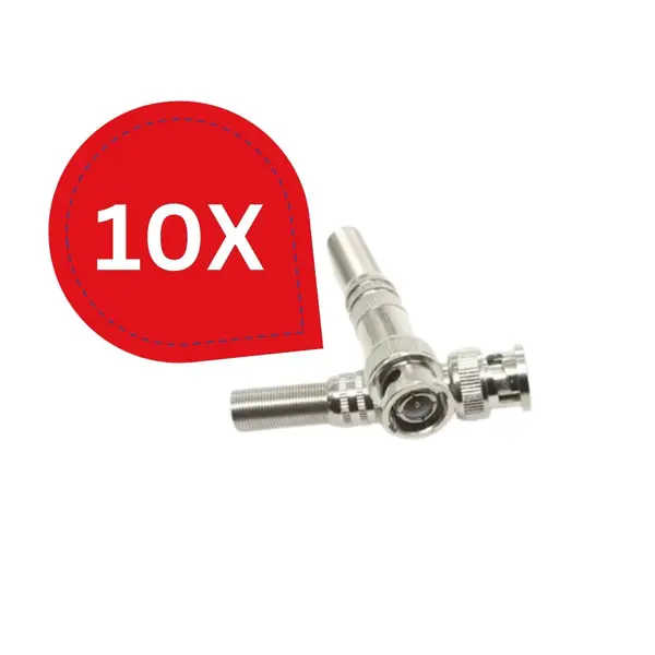 Pachet 10 Conectori Mufă BNC Tată cu Șurub, Placat Aur, Compatibili RG58/RG59/RG6