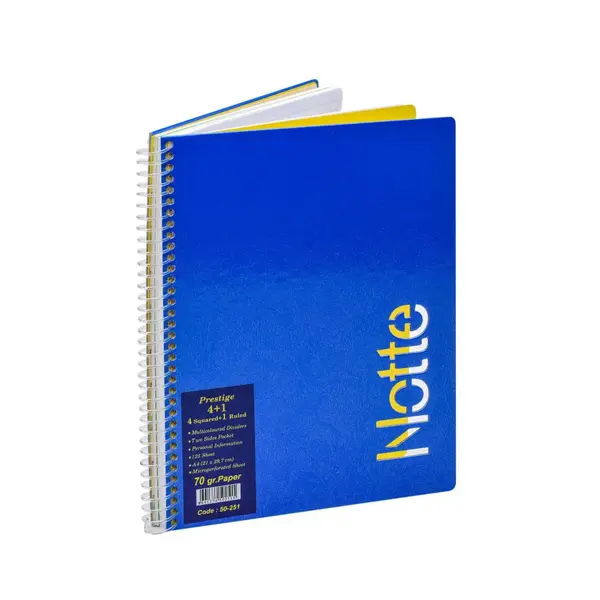 Pachet 12 registre Notte A4 cu spira 125 file, 4 diviziuni matematica & 1 diviziune dictando Pachet 12 registre Notte A4 cu spira 125 file, 4 diviziuni matematica & 1 diviziune dictando
