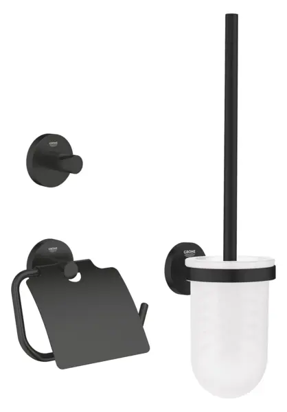 Pachet accesorii baie 3in1 Grohe Start, pe perete, metal, mat, negru, 412042430