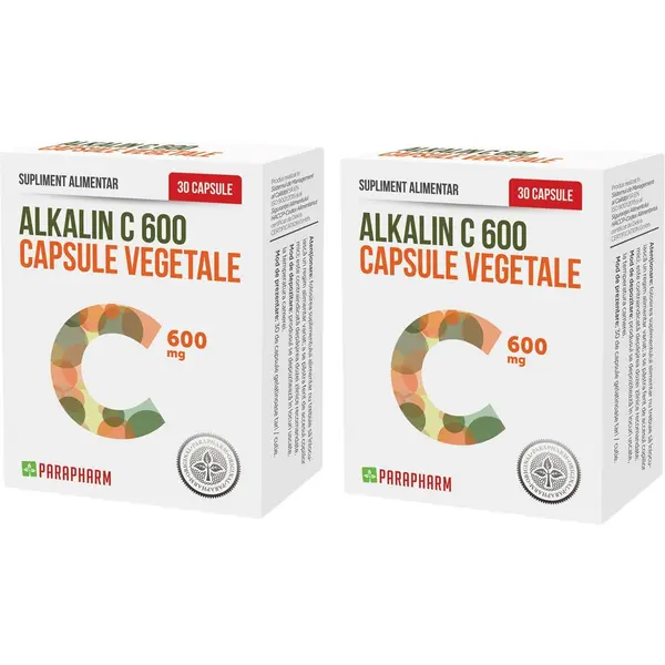 Pachet Alkalin C 600mg (Vitamina C Alcalina) 30cps+30cps