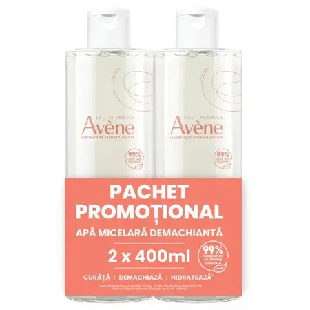Pachet Apa micelara demachianta, 400 ml + 400 ml, Avene