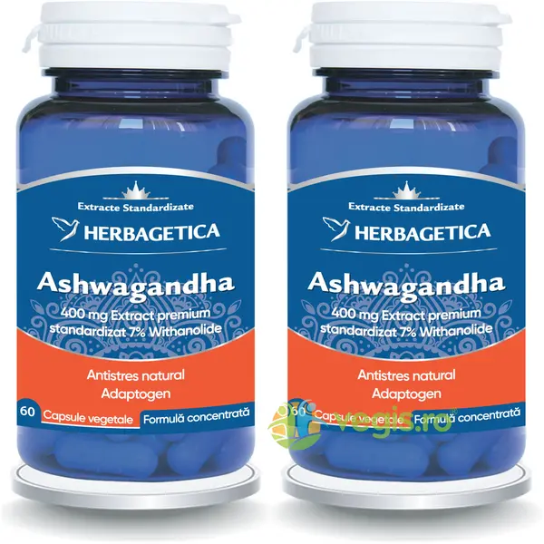 Pachet Ashwagandha 60cps+60cps (50% reducere la al doilea produs)