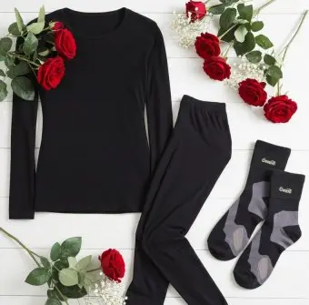 Pachet Bioactiv Rejuvinova pentru Femei – Tricou cu Mâneci Lungi, Pantaloni Colanți și Șosete Unisex Groase, (M/L)