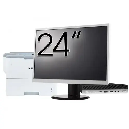 Pachet Calculator refurbished HP EliteDesk 800 G3 Mini PC, Intel Core i5-6500T 2.50GHz, 16GB DDR4, 256GB SSD + Monitor 24" & Imprimanta Brother HL-L6300DW