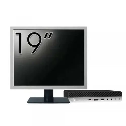 Pachet Calculator Refurbished HP EliteDesk 800 G3 Mini PC, Intel Core i5-6500T 2.50GHz, 8GB DDR4, 256GB SSD + Monitor 19"