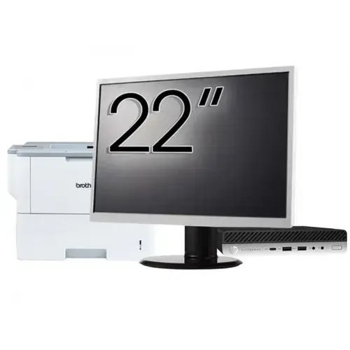 Pachet Calculator refurbished HP EliteDesk 800 G3 Mini PC, Intel Core i7-6700T 2.80GHz, 8GB DDR4, 256GB SSD + Monitor 22" & Imprimanta Brother HL-L6300DW