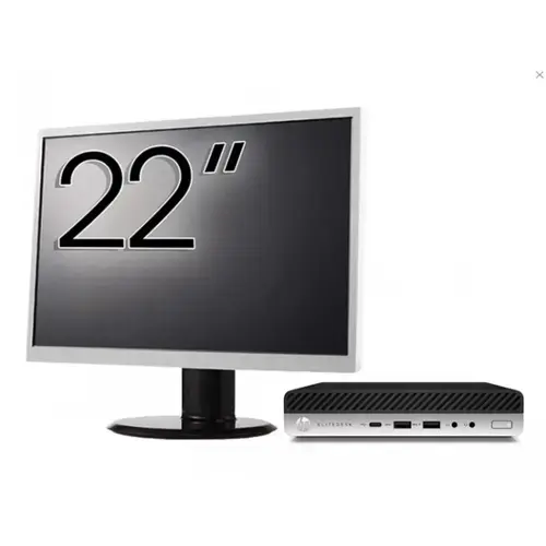 Pachet Calculator Refurbished HP EliteDesk 800 G3 Mini PC, Intel Core i7-7700T 2.90 - 3.80GHz, 8GB DDR4, 256GB SSD, Wi-Fi + Monitor 22 Inch + Windows 10 Home