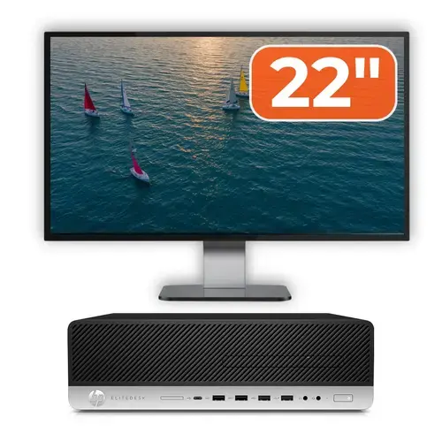 Pachet Calculator Refurbished HP EliteDesk 800 G4 SFF, Intel Core i5-8500 3.00 - 4.10GHz, 8GB DDR4, 256GB SSD + Monitor 22"