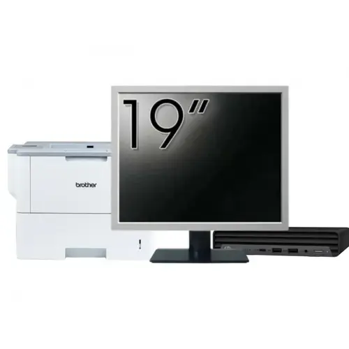 Pachet Calculator refurbished HP EliteDesk 800 G6 Mini PC, Intel Core i5-10500T 2.30 - 3.80GHz, 8GB DDR4, 256GB SSD + Monitor 19" & Imprimanta Brother HL-L6300DW