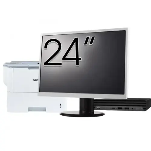 Pachet Calculator refurbished HP EliteDesk 800 G6 Mini PC, Intel Core i5-10500T 2.30 - 3.80GHz, 8GB DDR4, 256GB SSD + Monitor 24" & Imprimanta Brother HL-L6300DW