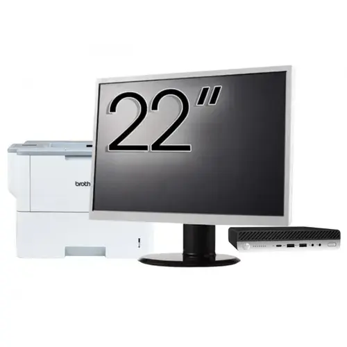 Pachet Calculator refurbished HP ProDesk 400 G4 Mini PC, Intel Core i5-8500T 2.10 - 3.50GHz, 8GB DDR4, 256GB SSD + Monitor 22" & Imprimanta Brother HL-L6300DW