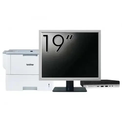 Pachet Calculator refurbished HP ProDesk 400 G4 Mini PC, Intel Core i3-8100T 3.40GHz, 8GB DDR4, 256GB SSD + Monitor 19" & Imprimanta Brother HL-L6300DW