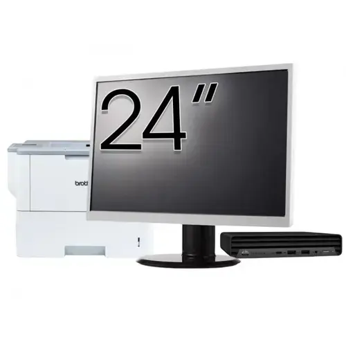 Pachet Calculator refurbished HP ProDesk 400 G6 Mini, Intel Core i5-10500T 2.30 - 3.80GHz, 8GB DDR4, 256GB SSD + Monitor 24" & Imprimanta Brother HL-L6300DW