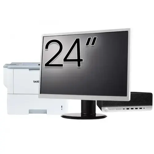 Pachet Calculator refurbished HP ProDesk 600 G3 SFF, Intel Core i3-6100 3.70GHz, 8GB DDR4, 256GB SSD, DVD-ROM + Monitor 24" & Imprimanta Brother HL-L6300DW