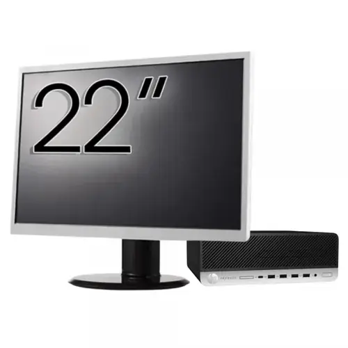 Pachet Calculator refurbished HP ProDesk 600 G3 SFF, Intel Core i3-7100 3.90GHz, 8GB DDR4, 240GB SSD + Monitor 22"