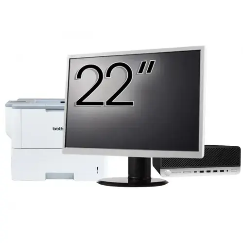 Pachet Calculator refurbished HP ProDesk 600 G3 SFF, Intel Core i3-7100 3.90GHz, 8GB DDR4, 240GB SSD + Monitor 22" & Imprimanta Brother HL-L6300DW