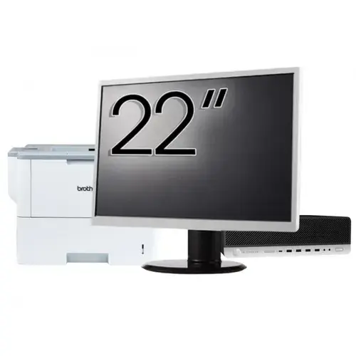 Pachet Calculator refurbished HP ProDesk 800 G3 SFF, Intel Core i5-7500 3.40 - 3.80GHz, 16GB DDR4, 500GB SSD + 1TB HDD, DVD-ROM + Monitor 22" & Imprimanta Brother HL-L6300DW