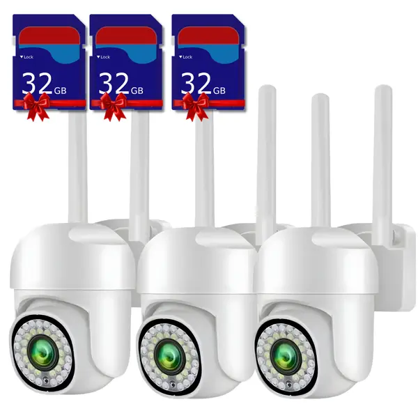 Pachet Camera de supraveghere WiFi pentru exterior cu Card 32GB Inclus, HD panoramica, vedere nocturna, audio bidirectional, rezistenta la apa, 2MP sau 3MP