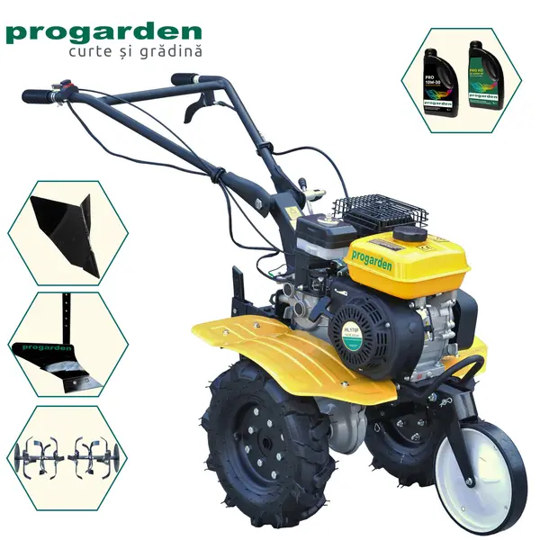 Pachet Campo 703 Motocultor 7CP + Plug simplu + Plug bilonat/rarita + 2L Ulei, PROGARDEN