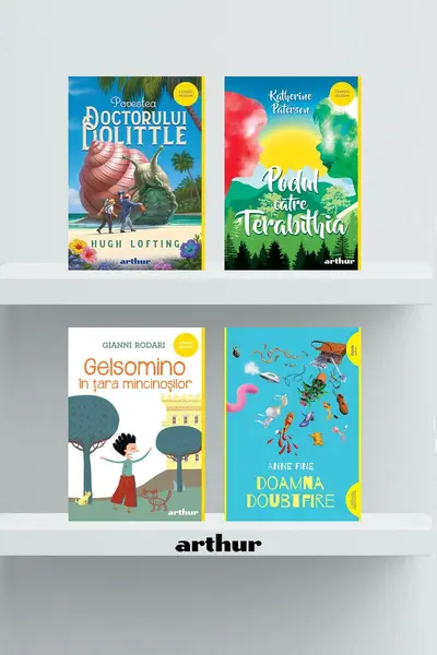 Pachet Clasic 4 volume ( Dolittle,Doamna Doubtfire, Gelsomino, Terabithia) - Anne Fine, Gianni Rodari, K...