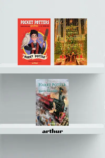 Pachet Crăciun Harry Potter ilustrat ( Crăciun la Hogwarts, Piatra filosofală, ediție ilustrată, Pocket Potters 1) - J.K.Rowling