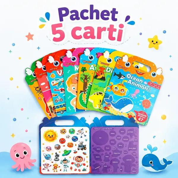Pachet cu 5 Carti cu Stickere Reutilizabile