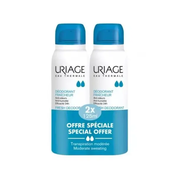 Pachet Deodorant spray cu piatra de alaun, 2*125 ml, Uriage