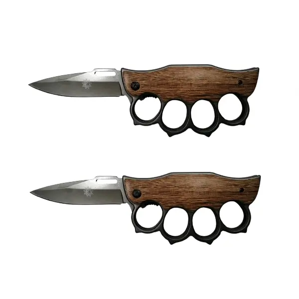 Pachet doua bricege vanatoare Nature Call, maner lemn, 21 cm, maro