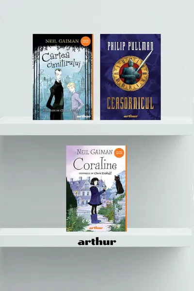 Pachet fantastic de Halloween (Ceasornicul, Cartea cimitirului, Coraline) - Guillermo del Toro, Neil Ga...