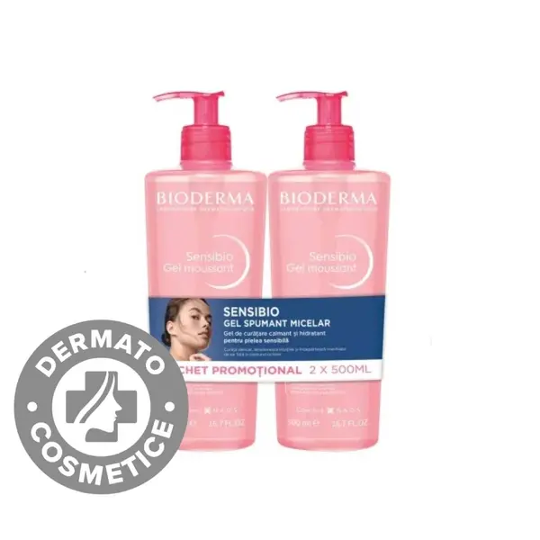 Pachet Gel spumant Sensibio, 2 x 500ml, Bioderma